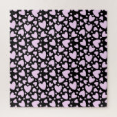 Pink Girly Liebe Hearts | Niedliches Schwarz Puzzle (Vertikal)