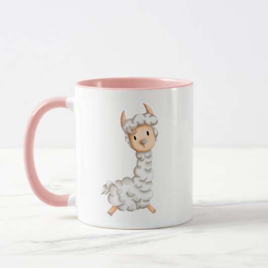 Pink Girly Llama Zeichnend Tasse (Links)