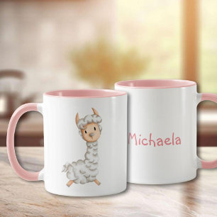 Pink Girly Llama Zeichnend Tasse