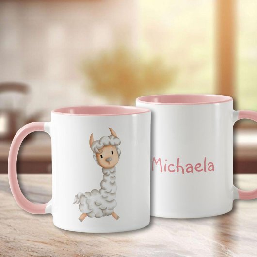 Pink Girly Llama Zeichnend Tasse