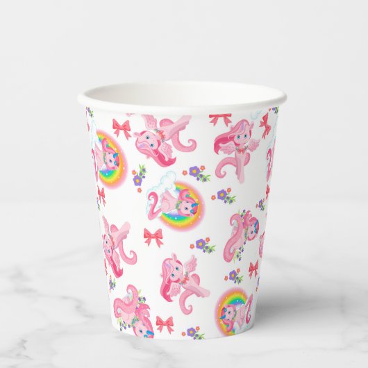 Pink Girly Magical Unicorn Rainbow Paper Cup Pappbecher (Vorderseite)