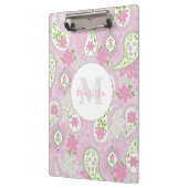 Pink Girly Niedlich Chic Preppy Paisley Monogram Klemmbrett (Links)