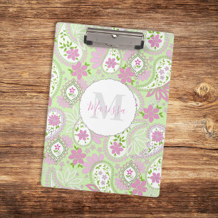 Pink Girly Niedlich Chic Preppy Paisley Monogram Klemmbrett