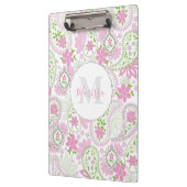Pink Girly Niedlich Chic Preppy Paisley Monogram Klemmbrett (Links)