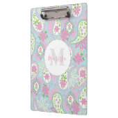 Pink Girly Niedlich Chic Preppy Paisley Monogram Klemmbrett (Links)