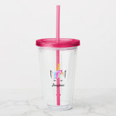 Pink Girly niedliche personalisierte Einhorn Kinde Acryltrinkbecher (Vorderseite)