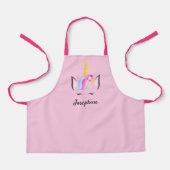 Pink Girly niedliche personalisierte Einhorn Kinde Schürze (Vorderseite)