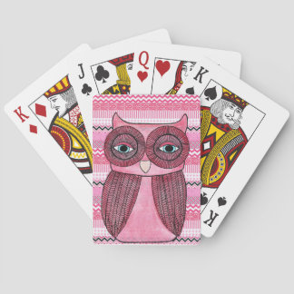 Pink Girly Owl Illustration Kartenspielen Spielkarten