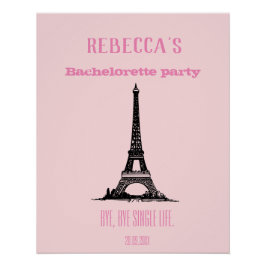 Pink Girly Paris Thema Junggeselinnen-Abschied Hin Poster