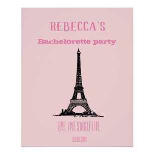 Pink Girly Paris Thema Junggeselinnen-Abschied Hin Poster