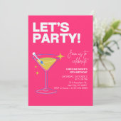 Pink Girly Party Modern 30th Birthday Invitation   Einladung (Stehend Vorderseite)