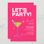 Pink Girly Party Modern 30th Birthday Invitation   Einladung (Vorne/Hinten)