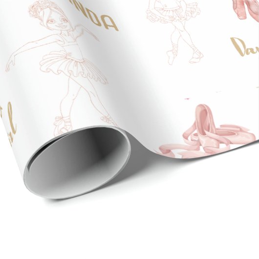 Pink Girly Pastel Ballerina Schuhe Geschenkpapier (Rolleneckpunkt)