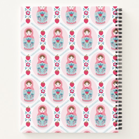 Pink Girly Pattern Monogram Spiral Notebook Notizblock (Rückseite)
