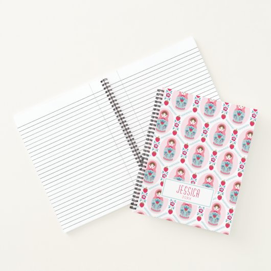 Pink Girly Pattern Monogram Spiral Notebook Notizblock (Innenseite)