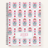 Pink Girly Pattern Monogram Spiral Notebook Notizblock (Vorderseite)