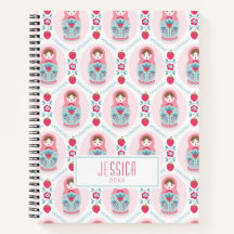 Pink Girly Pattern Monogram Spiral Notebook