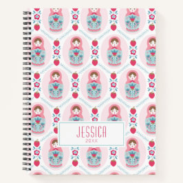 Pink Girly Pattern Monogram Spiral Notebook Notizblock