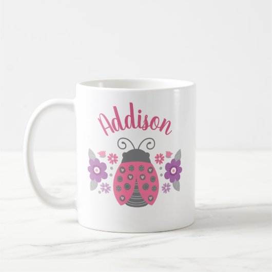 Pink Girly Personalisiert Ladybug Tasse (Links)
