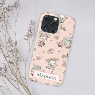 Pink Girly Reading Cat Floral Fun Niedlich Case-Mate iPhone Hülle
