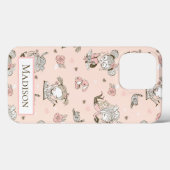 Pink Girly Reading Cat Floral Fun Niedlich Case-Mate iPhone Hülle (Rückseite (Horizontal))