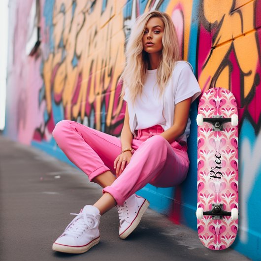 Pink Girly Retro Muster Skateboard