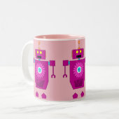 PINK GIRLY ROBOT TOUR MIT BLUME ZWEIFARBIGE TASSE (Vorderseite Links)