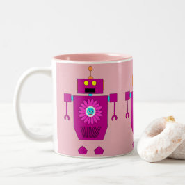 PINK GIRLY ROBOT TOUR MIT BLUME ZWEIFARBIGE TASSE