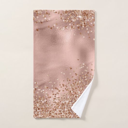 Pink Girly Rose Gold Glitzer Sparkasse Badhandtuch Set (Handtuch)