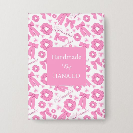 Pink Girly Scrunchies Pattern Cute Hair Accessory  Button (Vorderseite)