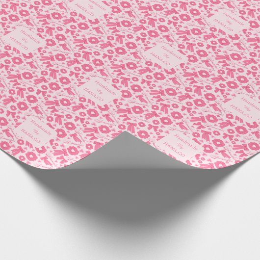 Pink Girly Scrunchies Pattern Cute Hair Accessory  Geschenkpapier (Ecke)