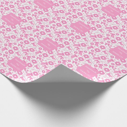 Pink Girly Scrunchies Pattern Cute Hair Accessory Geschenkpapier (Ecke)