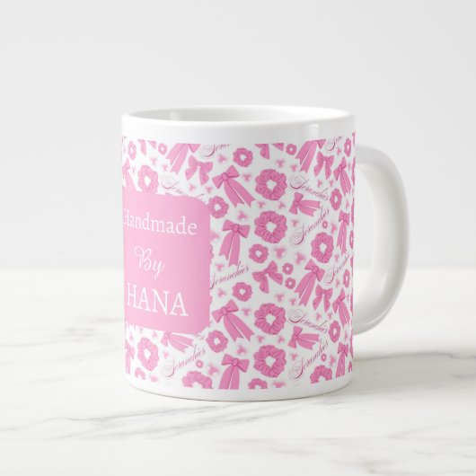 Pink Girly Scrunchies Pattern Cute Hair Accessory Jumbo-Tasse (Vorderseite Rechts)
