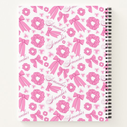 Pink Girly Scrunchies Pattern Cute Hair Accessory Notizblock (Rückseite)
