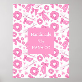 Pink Girly Scrunchies Pattern Cute Hair Accessory Poster