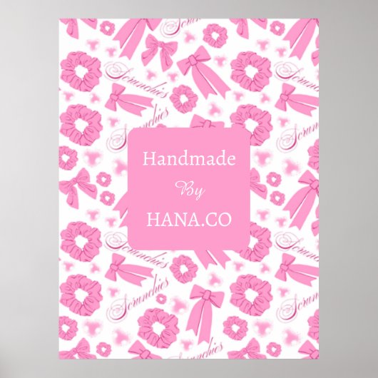 Pink Girly Scrunchies Pattern Cute Hair Accessory  Poster (Vorne)