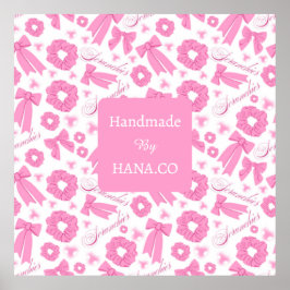 Pink Girly Scrunchies Pattern Cute Hair Accessory Poster