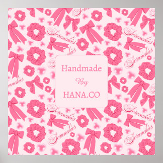 Pink Girly Scrunchies Pattern Cute Hair Accessory  Poster