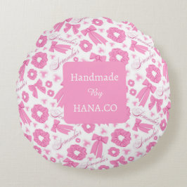 Pink Girly Scrunchies Pattern Cute Hair Accessory Rundes Kissen