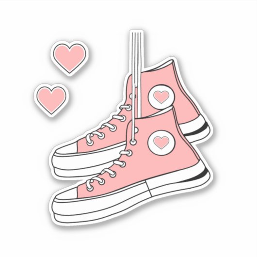 Pink Girly Sneakers Aufkleber (Vorderseite)