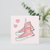 Pink Girly Sneakers Feiertagskarte (Stehend Vorderseite)