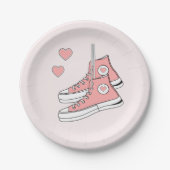 Pink Girly Sneakers Pappteller (Vorderseite)