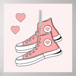 Pink Girly Sneakers Poster