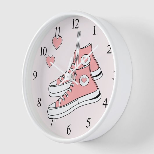Pink Girly Sneakers Wall Clock Uhr (Winkel)