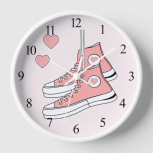 Pink Girly Sneakers Wall Clock Uhr