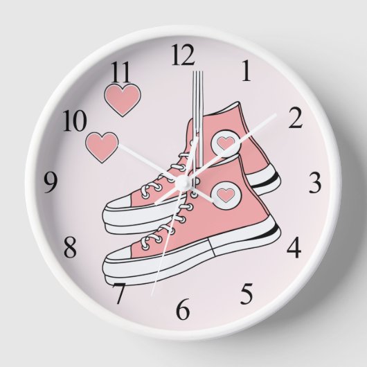 Pink Girly Sneakers Wall Clock Uhr (Vorderseite)