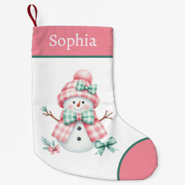 Pink Girly Snowman Weihnachts-Strumpf Kleiner Weihnachtsstrumpf