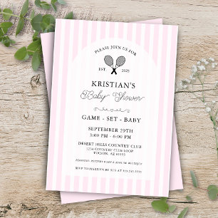 Pink Girly Tennis Country Club Kinderdusche Party Einladung