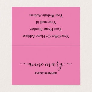 Pink Girly Trendy Calligraphy Event Plane Cool Visitenkarten