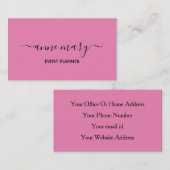 Pink Girly Trendy Calligraphy Event Planner Klasse Visitenkarte (Vorne/Hinten)